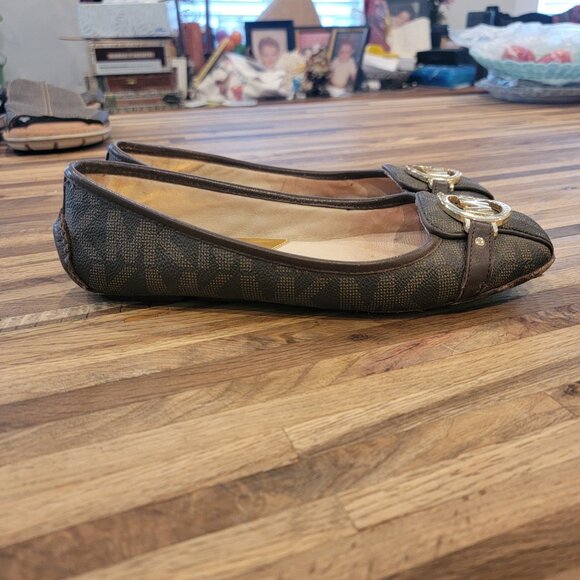 MK Michael Kors Fulton Moccasin Brown Monogram Flat Slip On Shoes - Picture 7 of 16